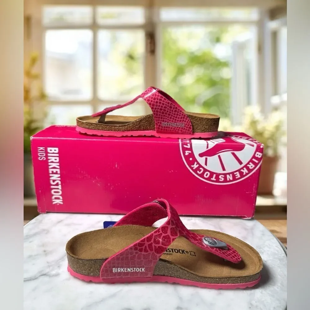 NEW • Birkenstock • Gizeh Magic Snake Pink Slip-on Sandals EU 30